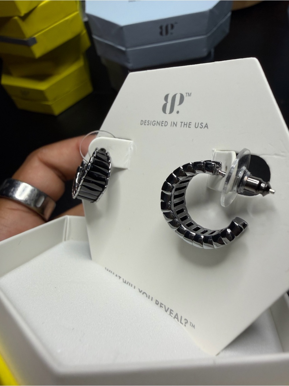 bp Black Hematite-Plated Stud Earrings